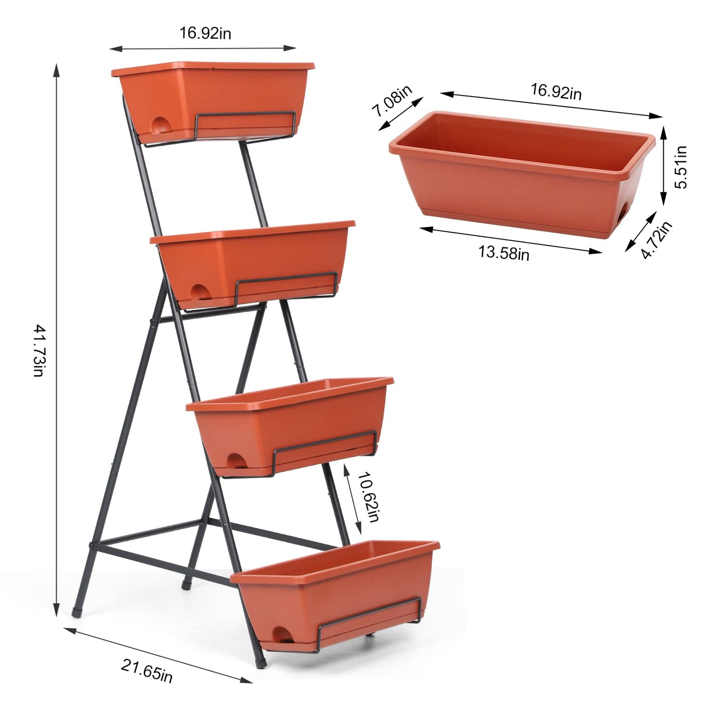 4 Tiers Vertical Raised Garden Bed, Planter Raised Beds Freestanding Elevated Planter Bed with Planter Tray for Indoor and Outdoor Flowers Herbs