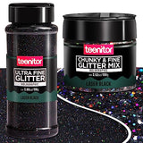 Holographic Ultra Fine Glitter and Chunky Glitter, Teenitor Craft Glitters with 110g Resin Glitter Powder Sequins and 100g Metallic Iridescent Chunky Teenitor