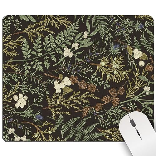 Mouse Pad, Vintage Botanical Square Computer Mousepads for Desk Washable Green Herb Plants Mouse Pads Mat with Non-Slip Rubber Base for Gaming Office - WoodArtSupply