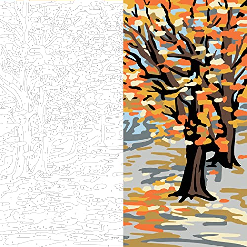 Plaid Fall Landscape Modern Kit, 14" x 14" Paint by Numbers for Adults and Kids, Easy-to-Follow DIY Crafts, Art Supplies with A Textured Finish, Plaid