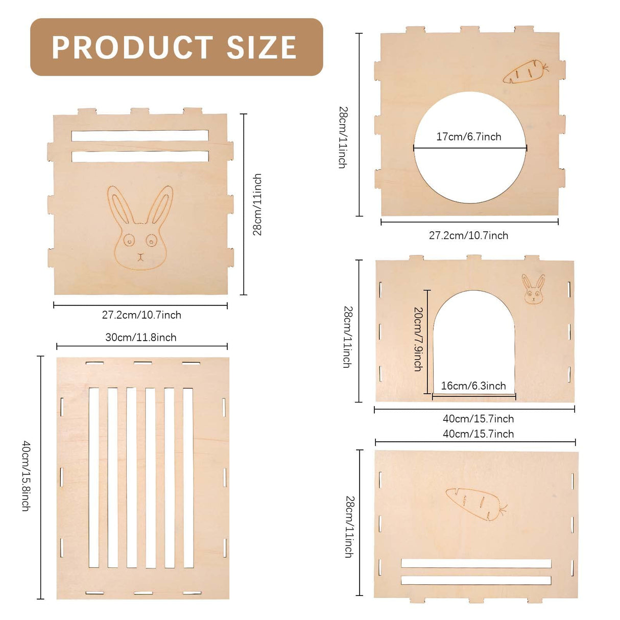 Woiworco Wooden Rabbit Hideout Castle, Rabbit Houses and Hideouts, Wooden Rabbit Bunny Hideout for Indoor Bunnies Chinchilla, Hamsters and Guinea Woiworco