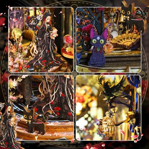 DIY Book Nook Kit Castle Miniature Dollhouse Kit, Magic Castle Bookshelf Insert Decor with Sensor LED Light, Bookend Building Set Hobbies 3D Wooden Hallisun