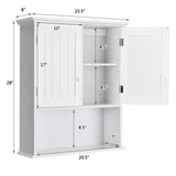 COSTWAY Wall Mounted Bathroom Cabinet, Over The Toilet Storage Cabinet w/Double Doors & Adjustable Shelf, Wood Hanging Medicine Cabinet for Living COSTWAY