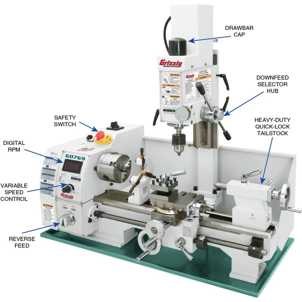 Grizzly Industrial G0769-8" x 16" Variable-Speed Combination Lathe/Mill - WoodArtSupply