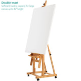 VISWIN Heavy-Duty Extra Large H Frame Easel, Hold Canvas to 82", Tilts Flat, Professional Solid Beech Wood Studio Artist Easel with Storage, Wheels, VISWIN