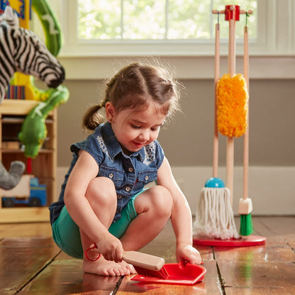 Melissa & Doug Let's Play House Dust! Sweep! Mop! 6 Piece Pretend Play Set - Toddler Toy Cleaning Set, Pretend Home Cleaning Play Set, Kids Broom And - WoodArtSupply