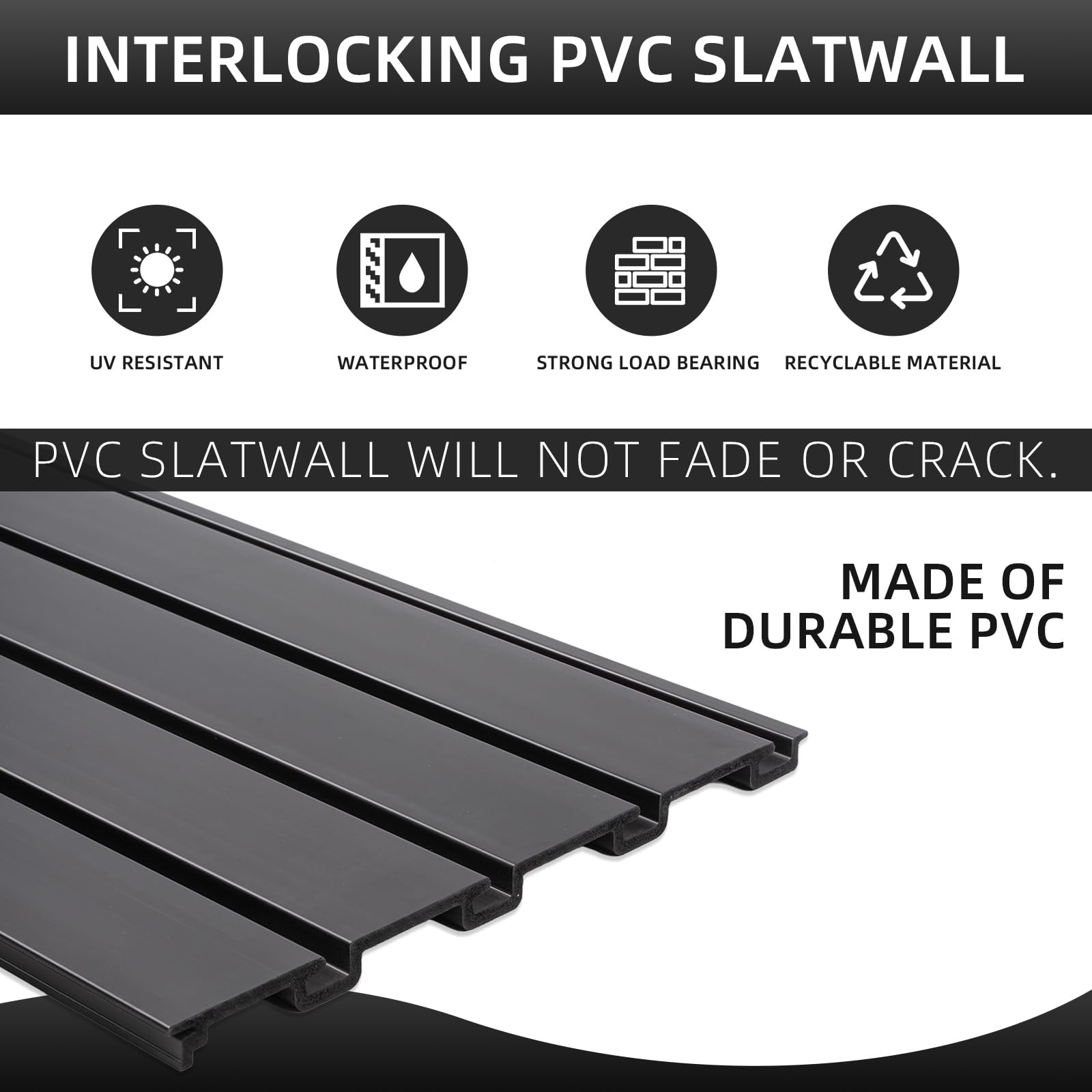 Slatwall Panels 4x8 ft with 26 Slatwall Hooks, Slat Wall Paneling Garage Slat Wall Systems PVC Wall Panels Pegboard Wall Organizer, Black Slatwall - WoodArtSupply