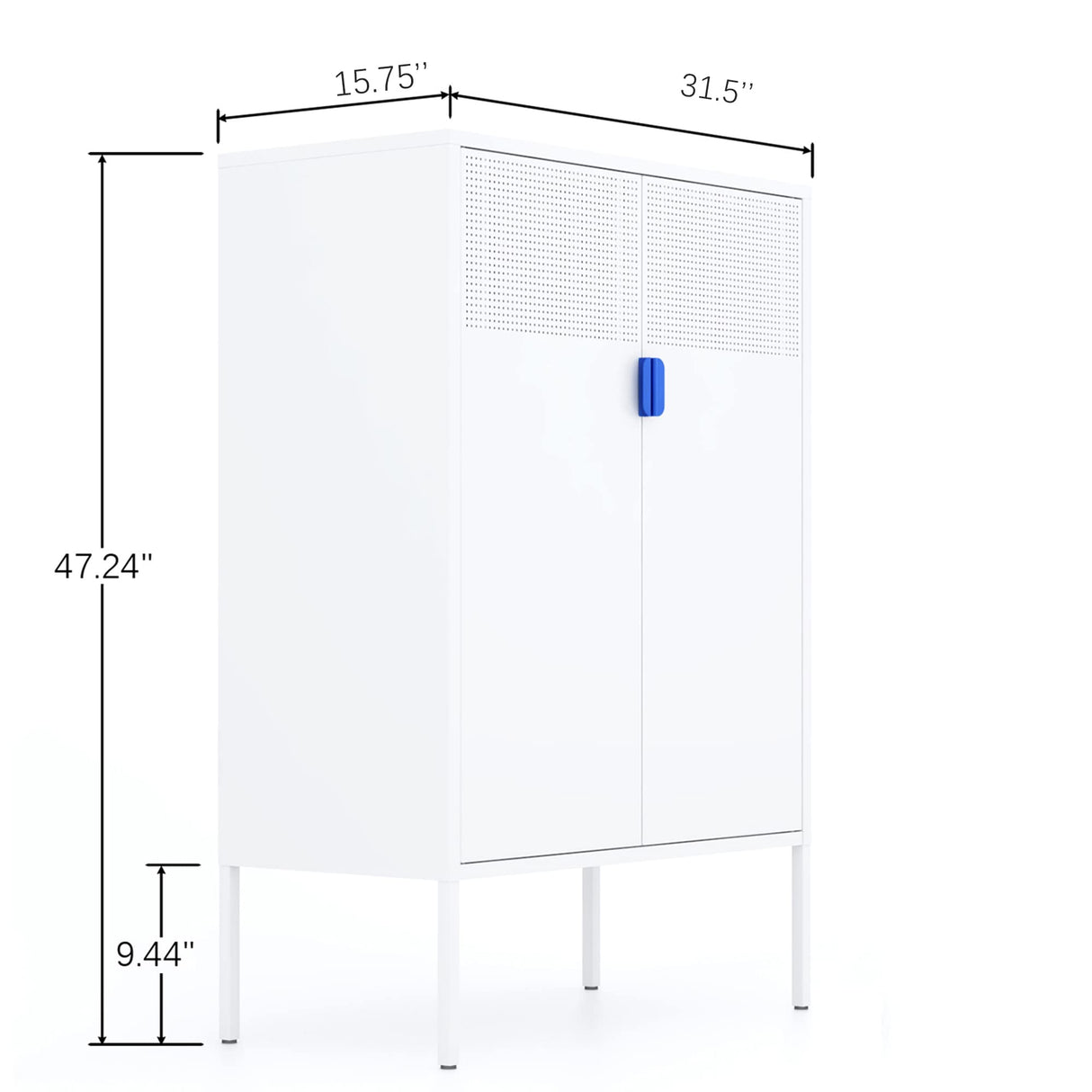 Washsemba Metal Storage Cabinet with Doors and Shelves, White Metal Cabinet, 3-Tier Office Cabinet,Metal Locker Storage Cabinet for Office, Home, Washsemba