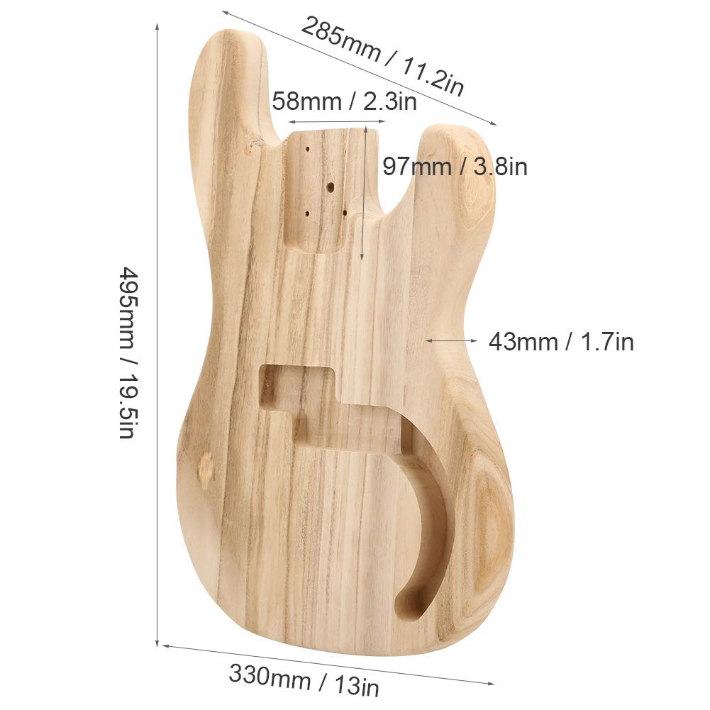Natudeco Maple Guitar Body, PB Style Pre‑drilled Bass Body DIY Electric Guitar Parts Accessories for DIY Craft Lovers Natudeco