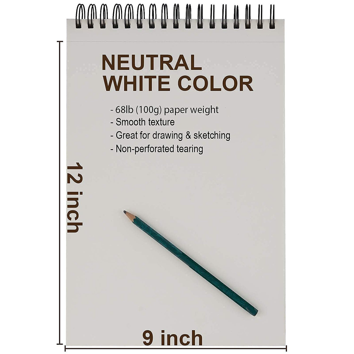 9 x 12 inches Sketch Book, Top Spiral Bound Sketch Pad, 1 Pack 100-Sheets (68lb/100gsm), Acid Free Art Sketchbook Artistic Drawing Painting Writing Fuxi