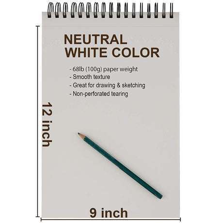 9 x 12 inches Sketch Book, Top Spiral Bound Sketch Pad, 1 Pack 100-Sheets (68lb/100gsm), Acid Free Art Sketchbook Artistic Drawing Painting Writing Fuxi