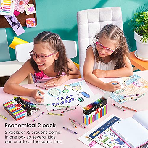 Arteza Kids Toddler Crayons in Bulk, 216 Count, 6 Packs of 36 Colors, Regular Size, Vivid Wax Crayon Pencils, Art and Back to School Supplies for Arteza Kids