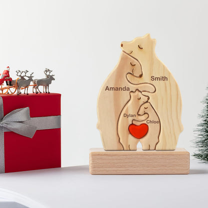 Personalized Wooden Bears Family Puzzle Gift with 1-8 Name We are One,Jigsaw Oak Wooden Animal Sculpture Decorative for Home Ornament Ideas for - WoodArtSupply