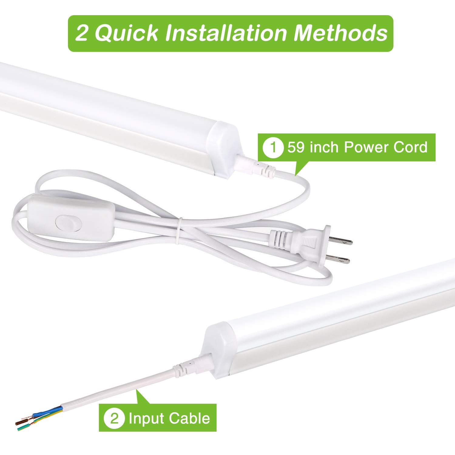 6 Pack LED Shop Light 4FT, T5 Integrated Single Fixture, 22W, 2200lm, 6500K Super Bright White, Linkable Shop Light, Utility Shop Lights, Corded hykolity