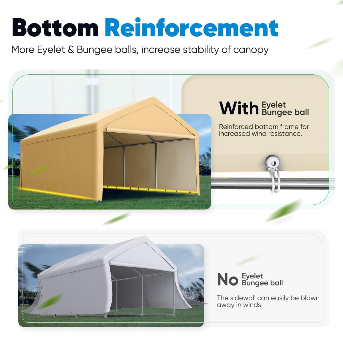 Quictent 13'X20' Heavy Duty Carport Galvanized Car Canopy Garage Outdoor Boat Shelter with Reinforced Frame - Beige - WoodArtSupply