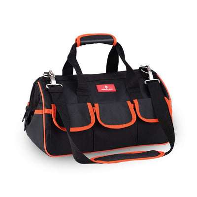 17-inch Tool Bag, Wide Mouth Tool Tote Bag,Muti-Purpose Tool Bag Organiser with Adjustable Shoulder Strap and Plastic-lined External Pockets, for