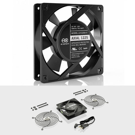AC Infinity AXIAL 1225, Quiet Muffin Fan, 120V AC 120mm x 25mm Low Speed, UL-Certified for DIY Cooling Ventilation Exhaust Projects AC Infinity