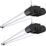 Sunco Lighting 2 Pack LED Workshop Garage Black Shop Light 4FT, Plug in Linkable Utility Light Fixtures, 260W=40W, 5000K Daylight, Frosted Lens, Pull Sunco Lighting