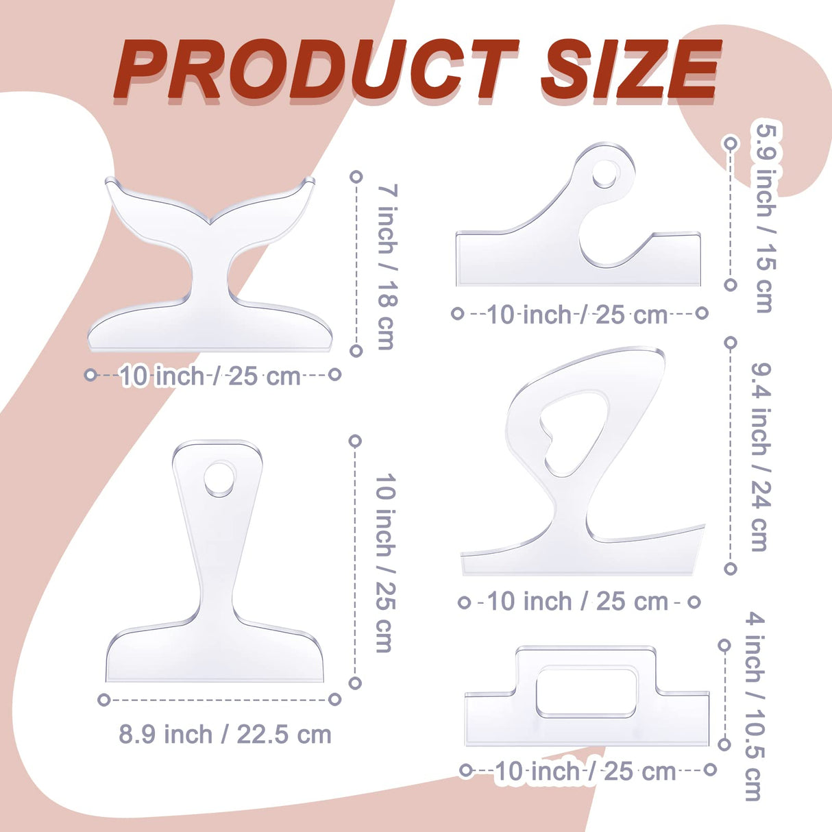 5 Pcs Acrylic Charcuterie Board Handle Template Clear Cutting Board Router Template Angled Curvy Triangle Woodworking Tracing Stencils Laser Cut Nuanchu