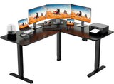 ErGear L-Shaped Electric Standing Desk, 63 inches Double Motor Height Adjustable Sit Stand up Corner Desk, Large Home Office Desk Computer ErGear