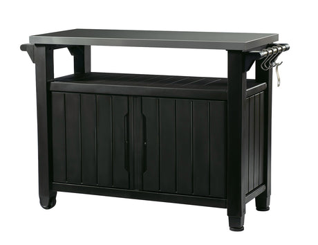 Keter Unity XL Portable Table and Storage Cabinet, in Dark Grey Keter