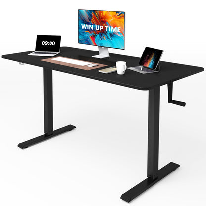 Win Up Time Whole Piece Top Manual Standing Desk Adjustable Height- Crank Stand Up Desk, Sit Stand Desk with Frame & Desktop, Computer Desk 48 x 24 - WoodArtSupply