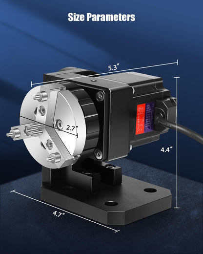 FAHKNS D69 Chuck Rotary Axis, Rotary Chuck for Laser Marking Machine and Fiber Laser Engraver Attachment, Suitable for Rings, Bracelets, Bearings, - WoodArtSupply