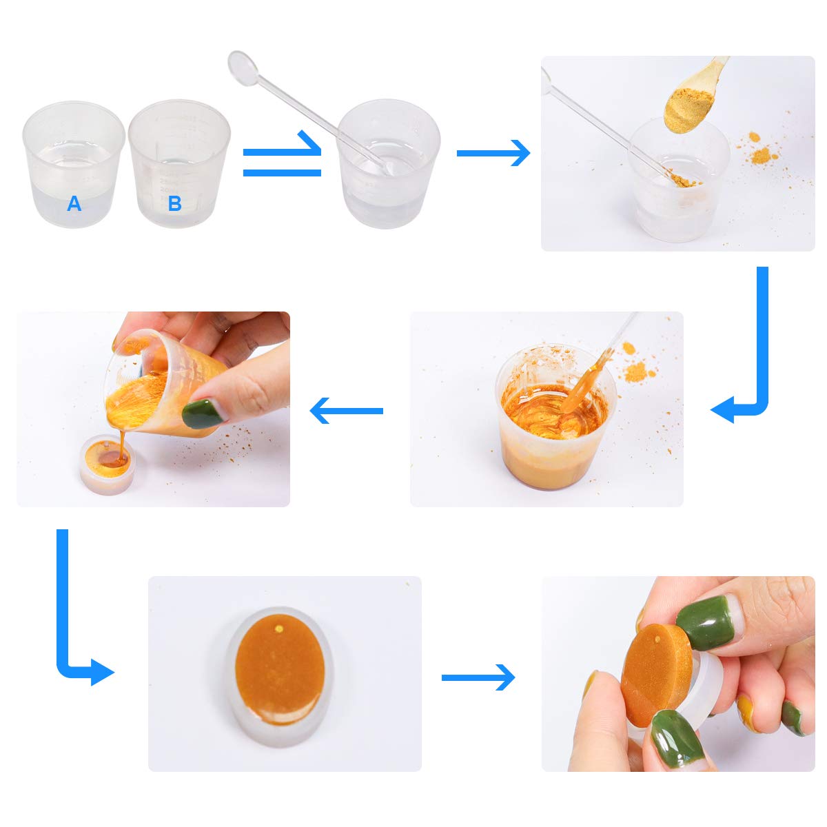 Mica Powder - 120g Natural Epoxy Resin Dye Set - Pearlescent Color Pigment for Soap Making, Slime, Nail Polish, Bath Bomb, Paint Colorant (8 Colors) SEISSO