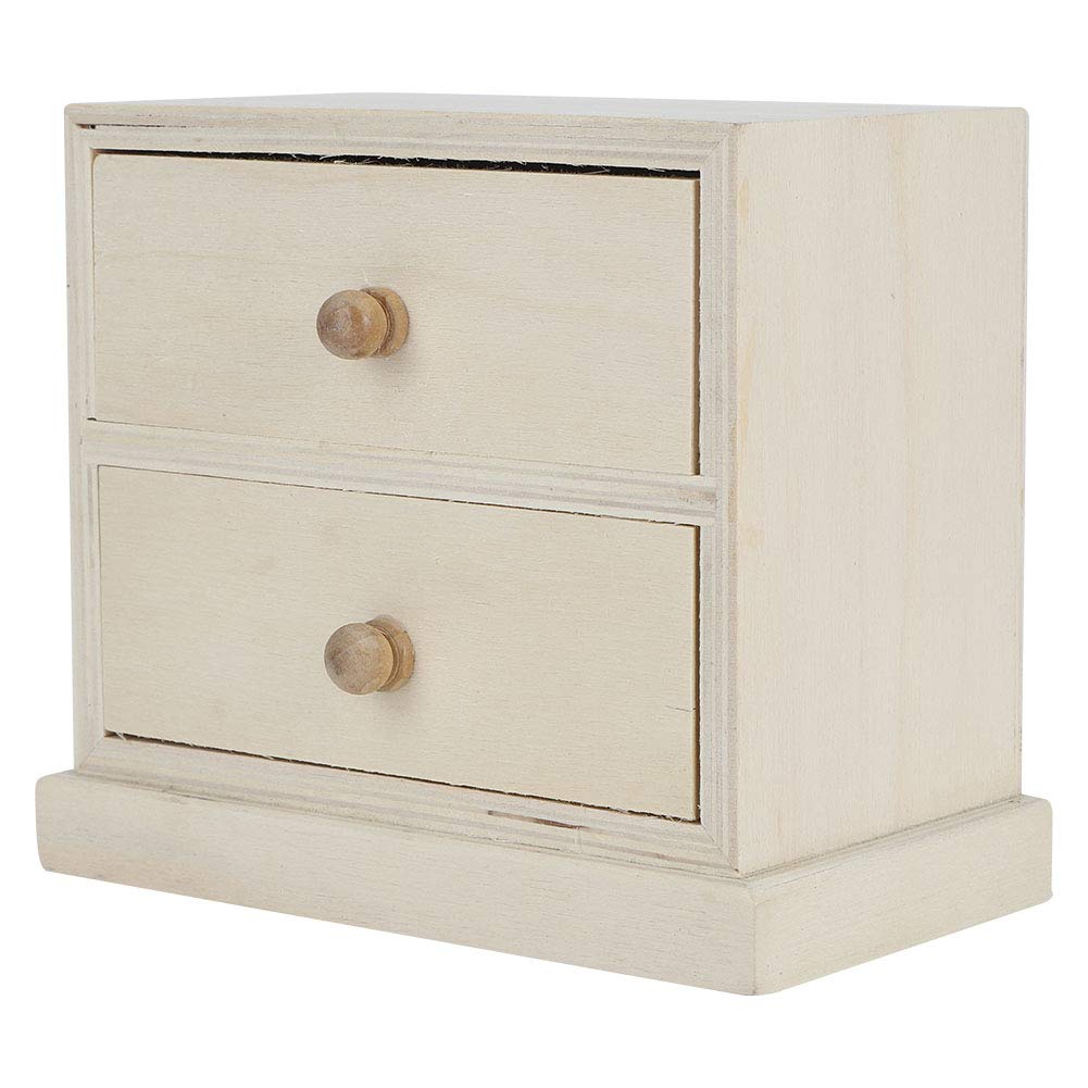 HERCHR Natural Wooden Desktop Organizer, Unfinished Wood Drawer Organizer with 2 Drawers Mini Storage Drawers for Office Desk Organizer, DIY Project HERCHR