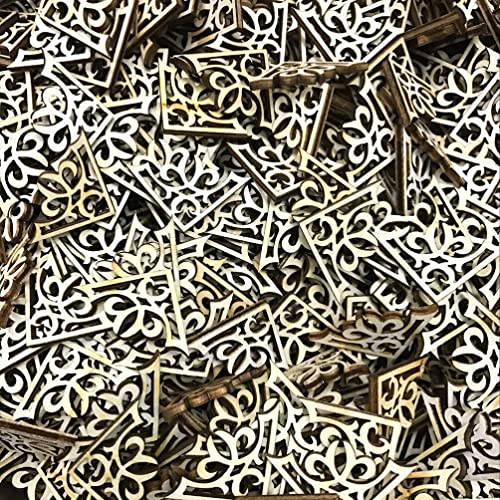 Amosfun 50pcs Solid Wood Carved Corner Onlay Furniture Home Decorations Unpainted Applique Gifts DIY Amosfun