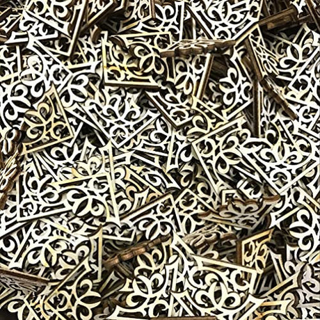 Amosfun 50pcs Solid Wood Carved Corner Onlay Furniture Home Decorations Unpainted Applique Gifts DIY Amosfun
