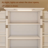 Locsear Kitchen Pantry Storage Cabinet w/LED, 50" Pantry Cabinets w/Doors and Shelves, Freestanding Pantry Cupboard for Kitchen, Dinning Room, Living Locsear