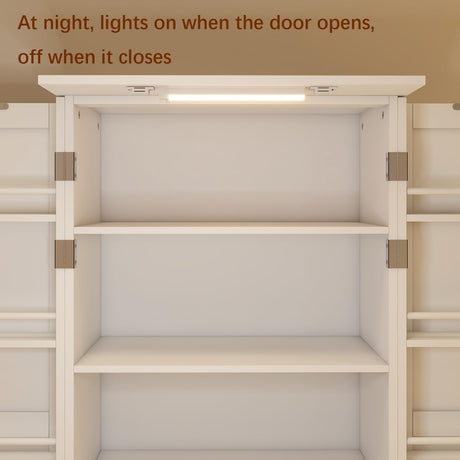 Locsear Kitchen Pantry Storage Cabinet w/LED, 50" Pantry Cabinets w/Doors and Shelves, Freestanding Pantry Cupboard for Kitchen, Dinning Room, Living Locsear