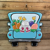 Easter Bunny with Carrots Truck DIY, Unfinished Wood Cutout, Paint by Line Build-A-Cross Build-A-Cross