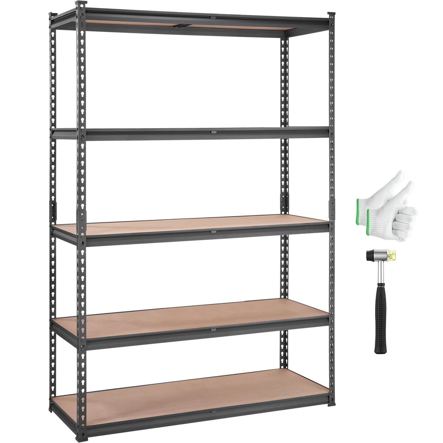 VEVOR Storage Shelving Unit, 5-Tier Adjustable, 2000 lbs Capacity, Heavy Duty Garage Shelves Metal Organizer Utility Rack, Black, 48" L x 18" W x 72"
