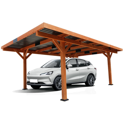 18.3x12.6 ft Wood Carport Heavy Duty Garage with Metal Roof, Windproof Snowproof Car Shelte Suitable for Ram Toyota Pickup SUV Trucks - WoodArtSupply