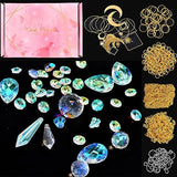 370 Pcs Crystal Suncatcher Kits Hanging Chandelier Crystals Prisms Parts Rainbow Maker Pendants for Stained Glass Window Hanging DIY Sun Catchers QIKAIDE