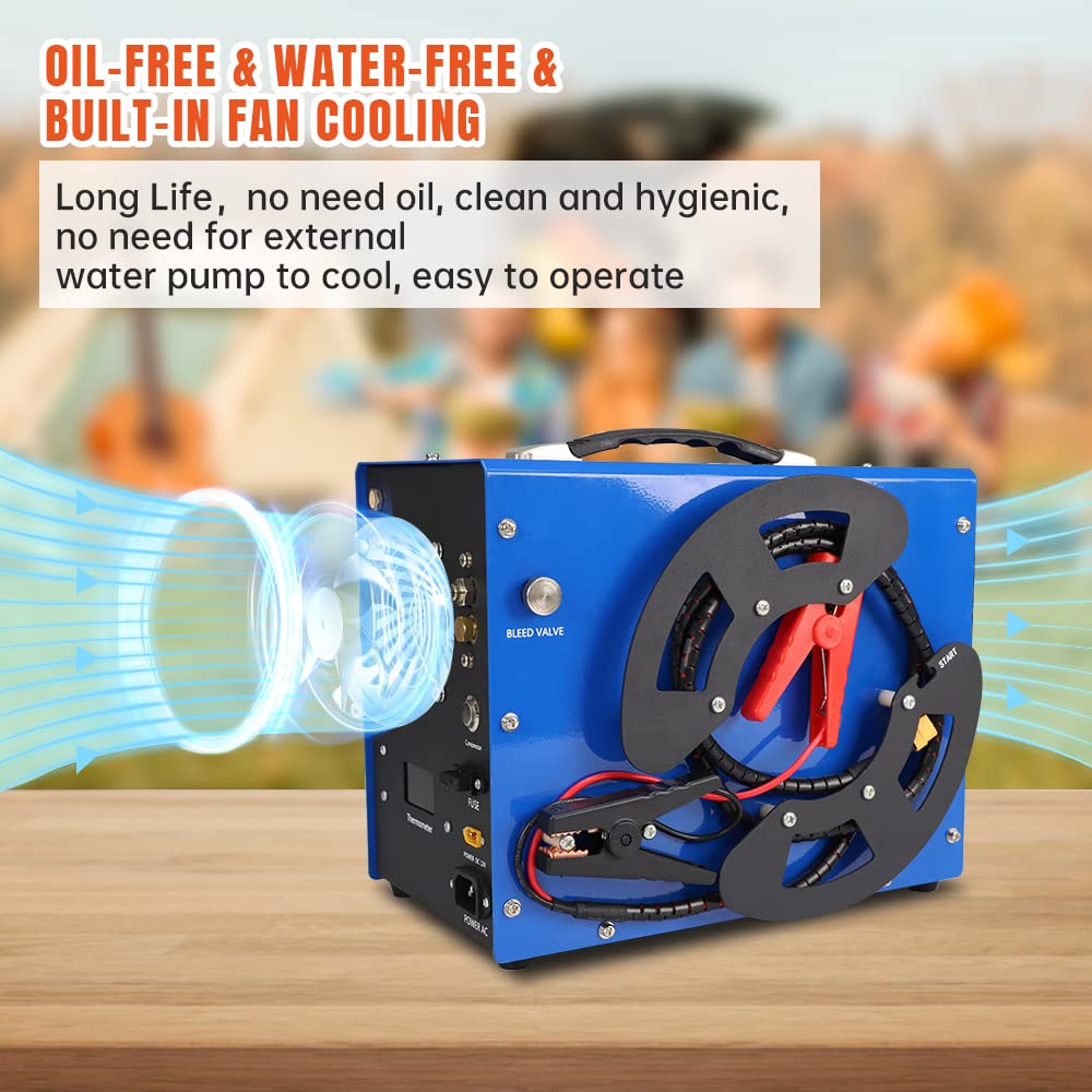 TOAUTO A3 PCP Air Compressor, Unique Vertical+Wire Spool Portable Design, Auto-Stop, Oil/Water-Free, 4500Psi/30Mpa, 8MM Quick-Connector for FASTTOBUY