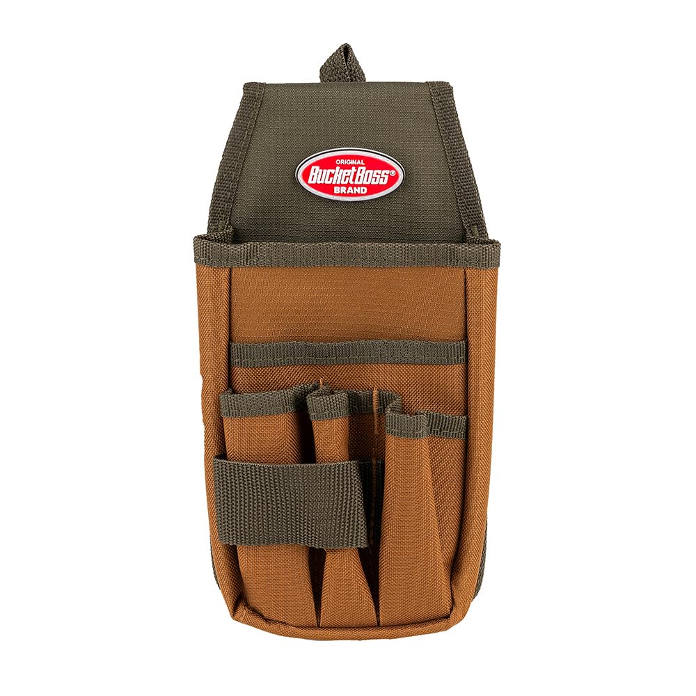 Bucket Boss - Utility Pouch with FlapFit, Pouches - Original Series (54170), Brown - WoodArtSupply