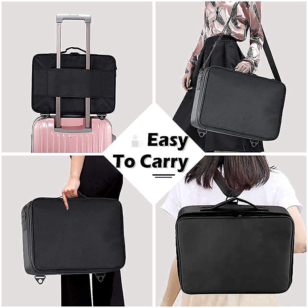 gzcz Travel Makeup Train Case 13.5 Inches Professional Makeup Bag Portable Cosmetic Case Organizer Brush Artist Storage Bag With Adjustable Dividers gzcz