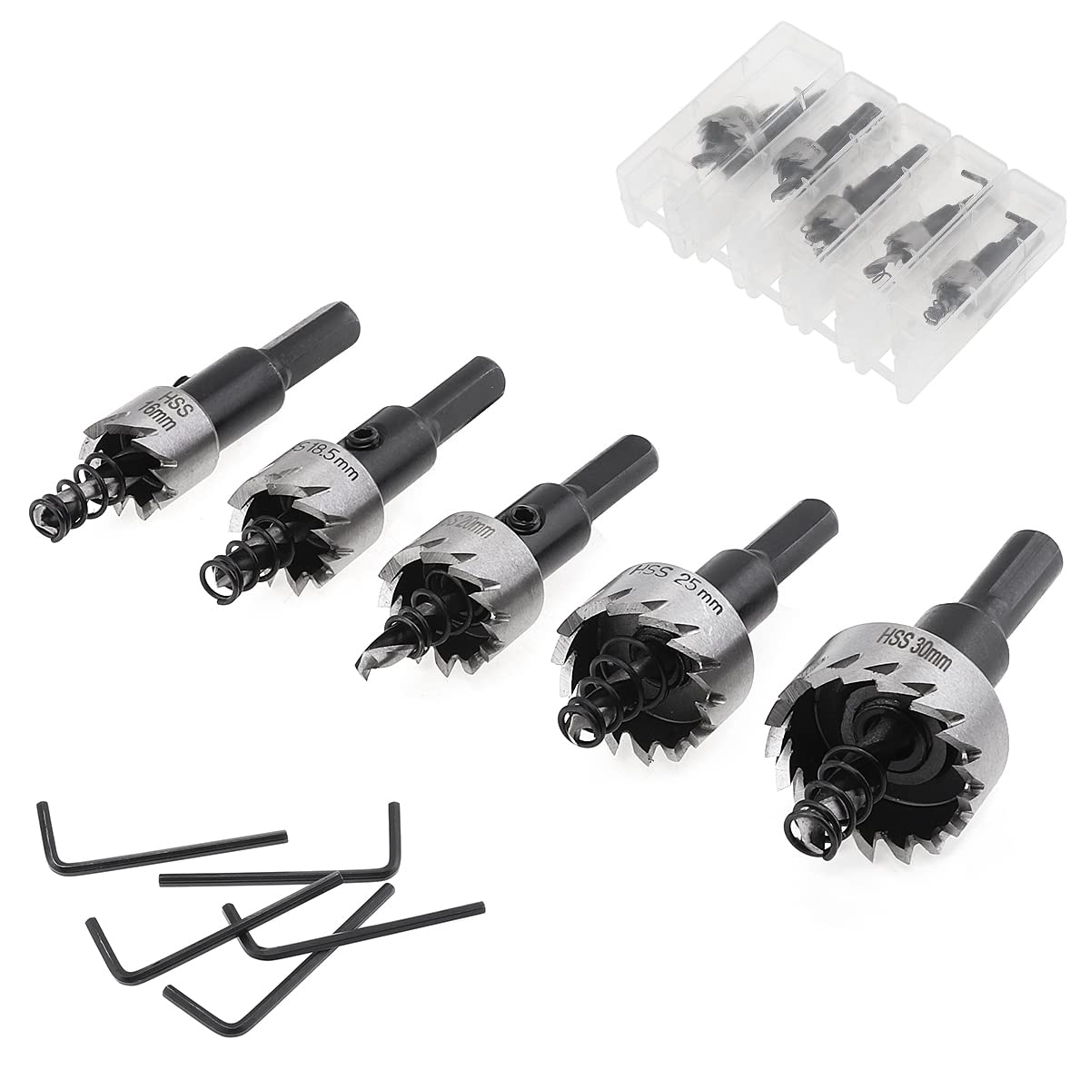 ChgImposs 5Pcs 16-30mm 5/8-Inch to 1-3/16 Inch HSS Hole Saw Cutter, Drill Bits Set Heavy Duty Tool Kit for Stainless Steel, Aluminum Alloy, Plastic ChgImposs