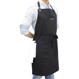 DingSay Trendy Black Cotton Kitchen Apron, Mens Womens Professional Cooking Bib Apron for Chef Grill BBQ, with Pockets Towel Loop and Adjustable Neck DingSay Trendy
