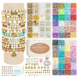 Pizooro Clay Beads 3 Boxes Bracelet Making Kit, 10500pcs Beads for Jewelry Making, Round Letter Beads with Charm and Elastic Strings, Friendship Pizooro