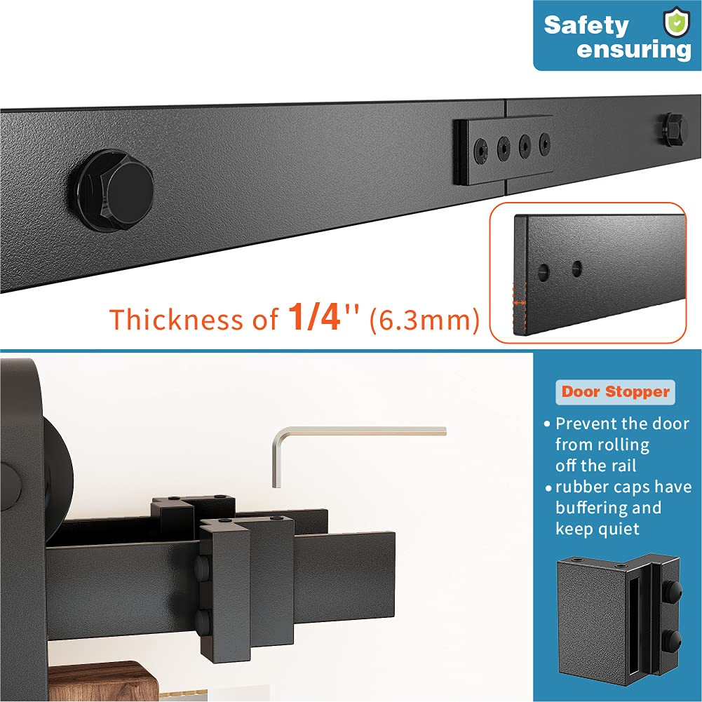 ZEKOO 10 FT Double Track Bypass Barn Door Hardware Kit Low Ceiling Wall Mount for Closet Double Wooden Doors (10FT Bypass kit) ZEKOO