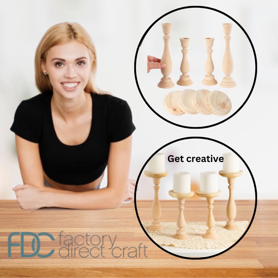 Unfinished Wood DIY Pillar Candle Stands Kit by Factory Direct Craft for Crafting and Creating Factory Direct Craft