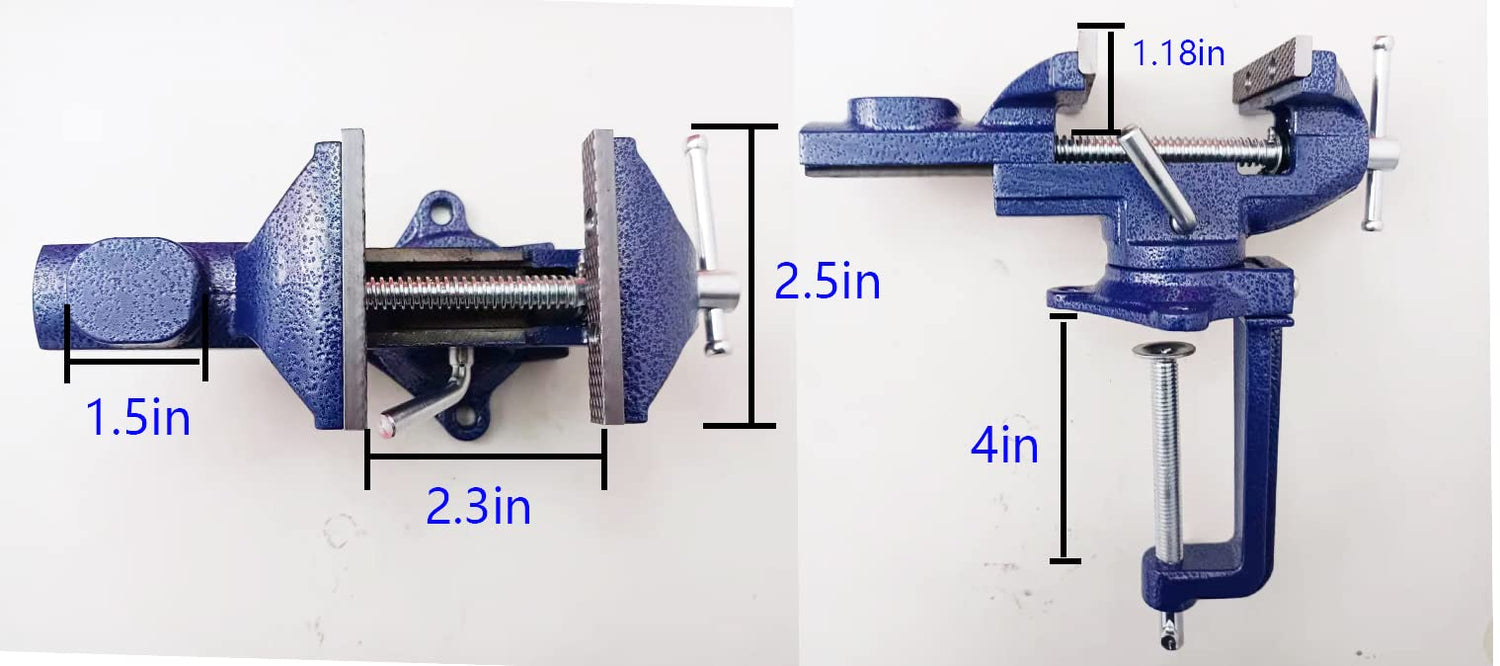 2-in-1 Dual-Purpose Combined Bench Vise or Table Vise, With end-point locking device, Portable Universal Rotate 360° Work Clamp-On Vise, 2.5" Blue Jingqis