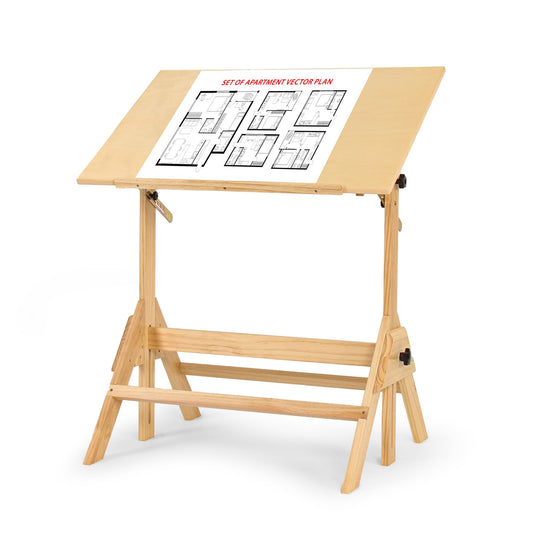 ARTIFY Extra Large Wood Drafting Table, Artist Drawing Table with Height Adjustable, Tilting Enlarge Tabletop, Studio Painting Table & Art Craft Desk