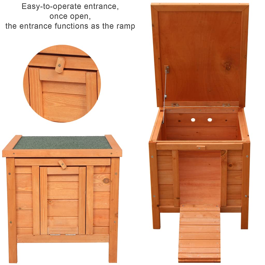 Cat House Outside, Weatherproof Wooden Bunny Rabbit Cat Hutch Outdoor Pet Cage Shelter Feral Cat House, Small Pet House and Habitats AMZOSS