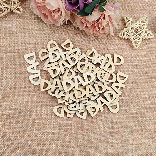 UUYYEO 30 Pcs Wooden DAD Letters Slices Cutouts Little DAD Wood Crafts Unfinished Wood Embellishments Ornaments for Father's Day Daddy's Birthday - WoodArtSupply