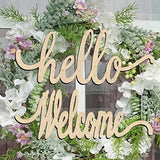 Hello Welcome Wood Sign Cutout Wooden Letter Sign DIY Block Words Decorative Signs for Wreath Home Door Wall Art Decoration Creaides
